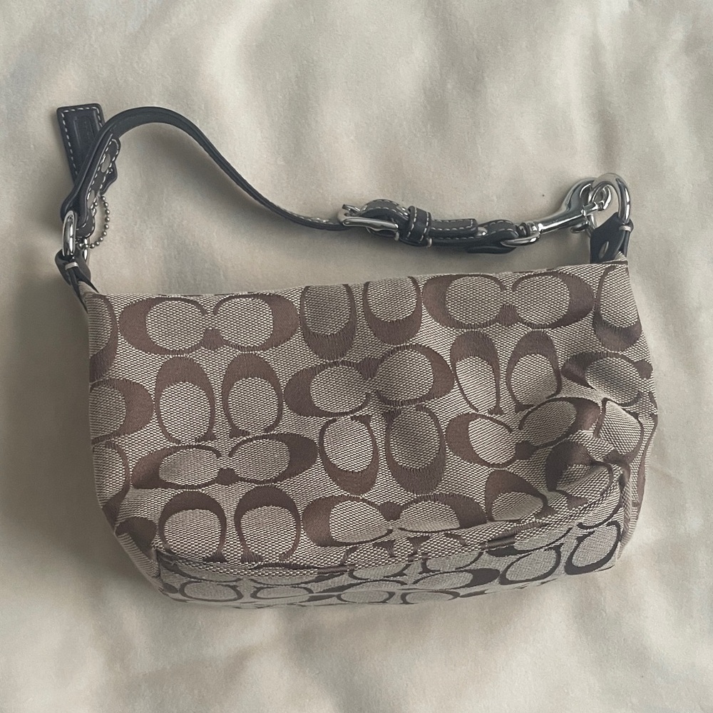 Coach Tan and Brown Signature Shoulder Bag